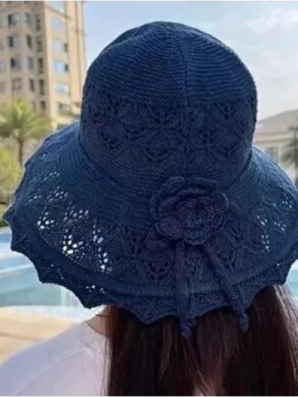 SHEIN Stylish Blue Crochet Sun Hat for Women-EUC - Picture 2 of 7